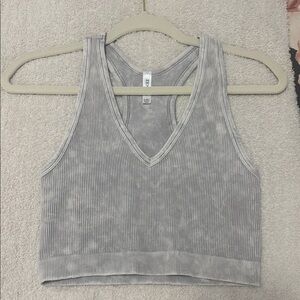 Gray Ribbed Women's Tank Top